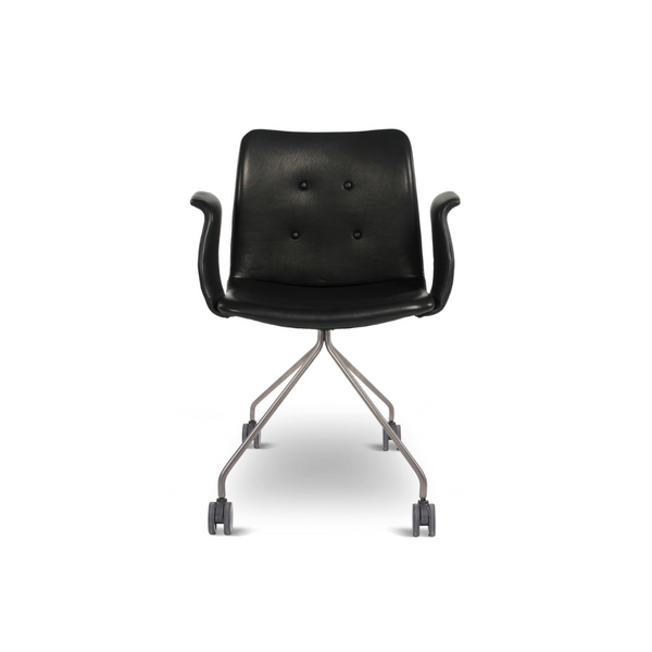 Bent Hansen Primum Chair w/ arms Castors stainless frame